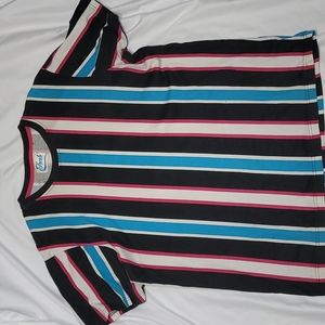 pink Blue Striped T-shirt